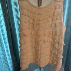 Chico’s Size 3 XL White Ruffle Sleeveless Tank Top Textured Tiered Layers